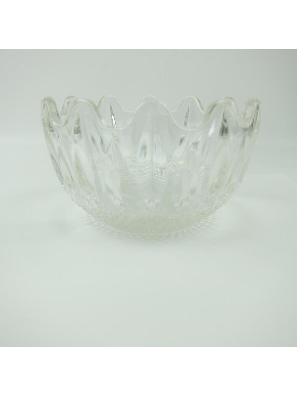 Vintage Clear Glass 2 Piece Interlocking Bowl Candy Dish Patterned Nut Snacks - Picture 11 of 16